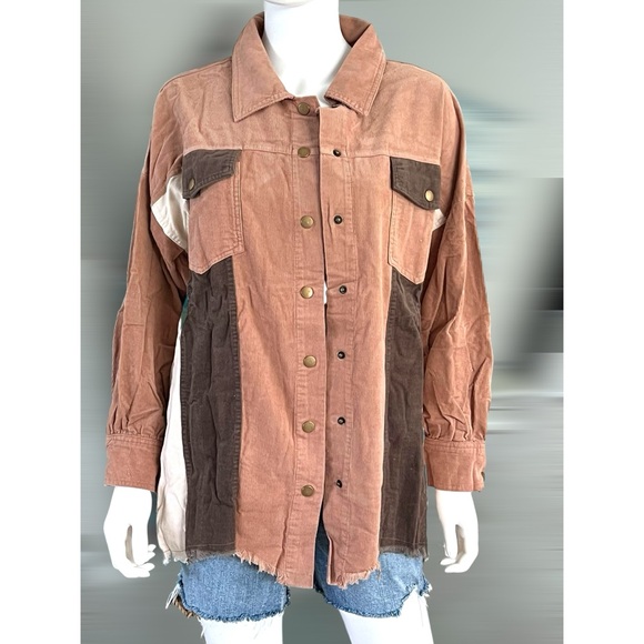 FANTASTIC FAWN color block corduroy oversized top M L - Picture 5 of 9